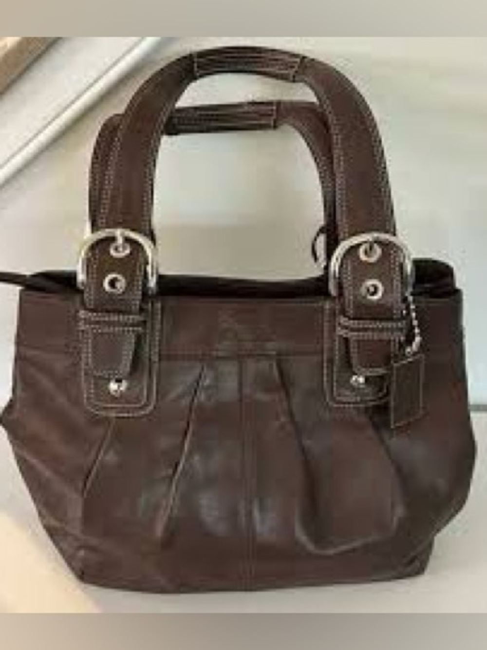 🦋Coach🦋SoHo Pleated Brown Leather Tote Handbag